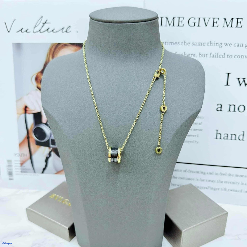 Stainless steel Bvlgari Necklace with stamp 16"-20" adjustable 2tone