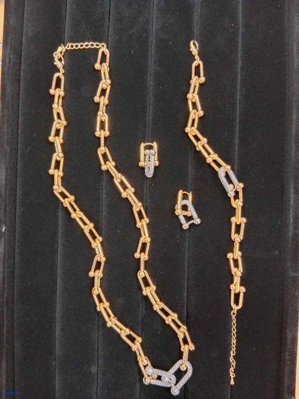 3n1 stainless steel Premium Qly Tifanny Hardware Set Centered Zirconia