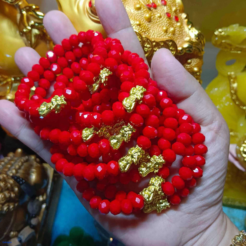 LUCKY CHARM BRACELET- RONDELLE GLASS  with stainless steel small Piyao.